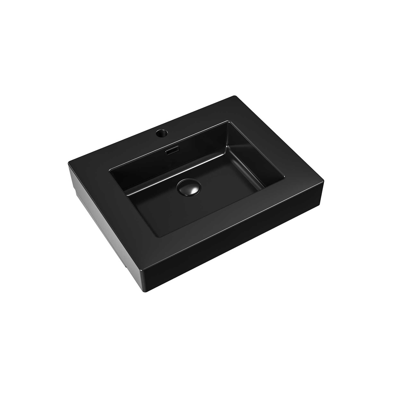 Wastafel BWS Ember 1 Kraangat 60x15x46 cm Mat Zwart
