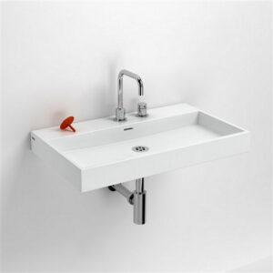 Wastafel Clou Wash Me 90x42x8 cm Mineraal Marmer Wit
