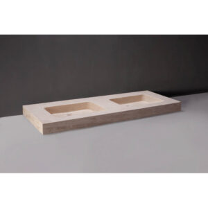 Wastafel Forzalaqua Napoli Travertin Gezoet 160x60x9 cm Zonder Kraangat
