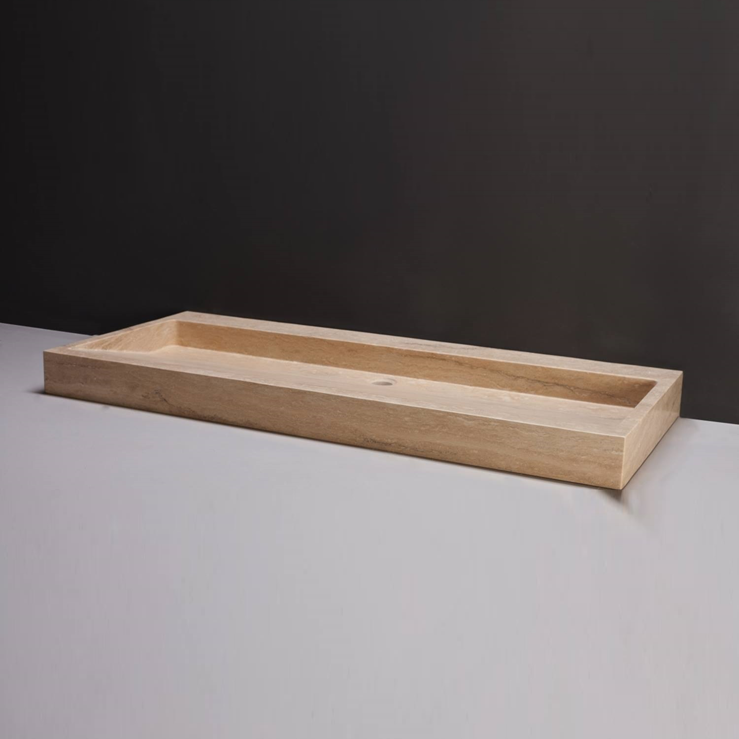Wastafel Forzalaqua Palermo Travertin Gezoet 2 Kraangaten Beige 100,5x51,5x9 cm