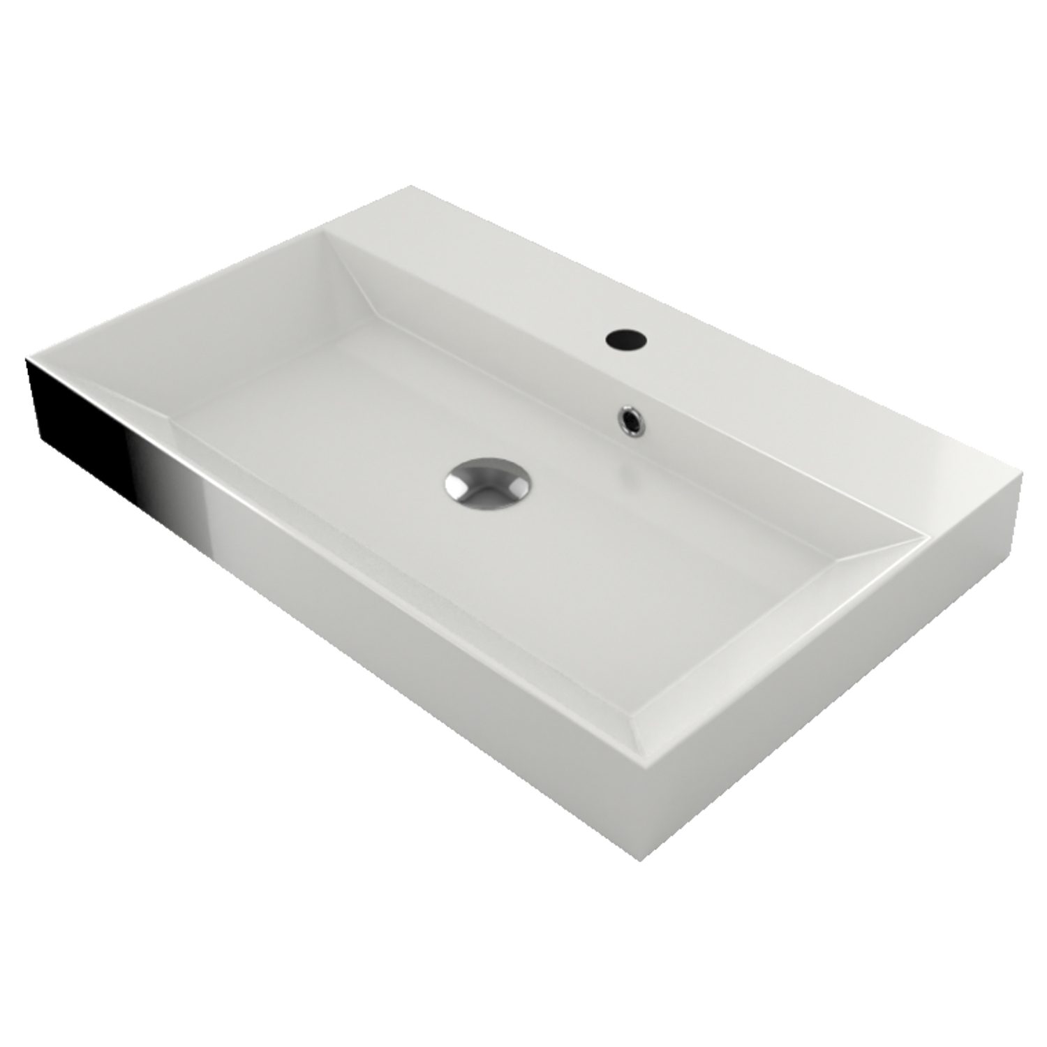 Wastafel Gliss Design Lako 70 cm 1 Kraangat Glans Wit