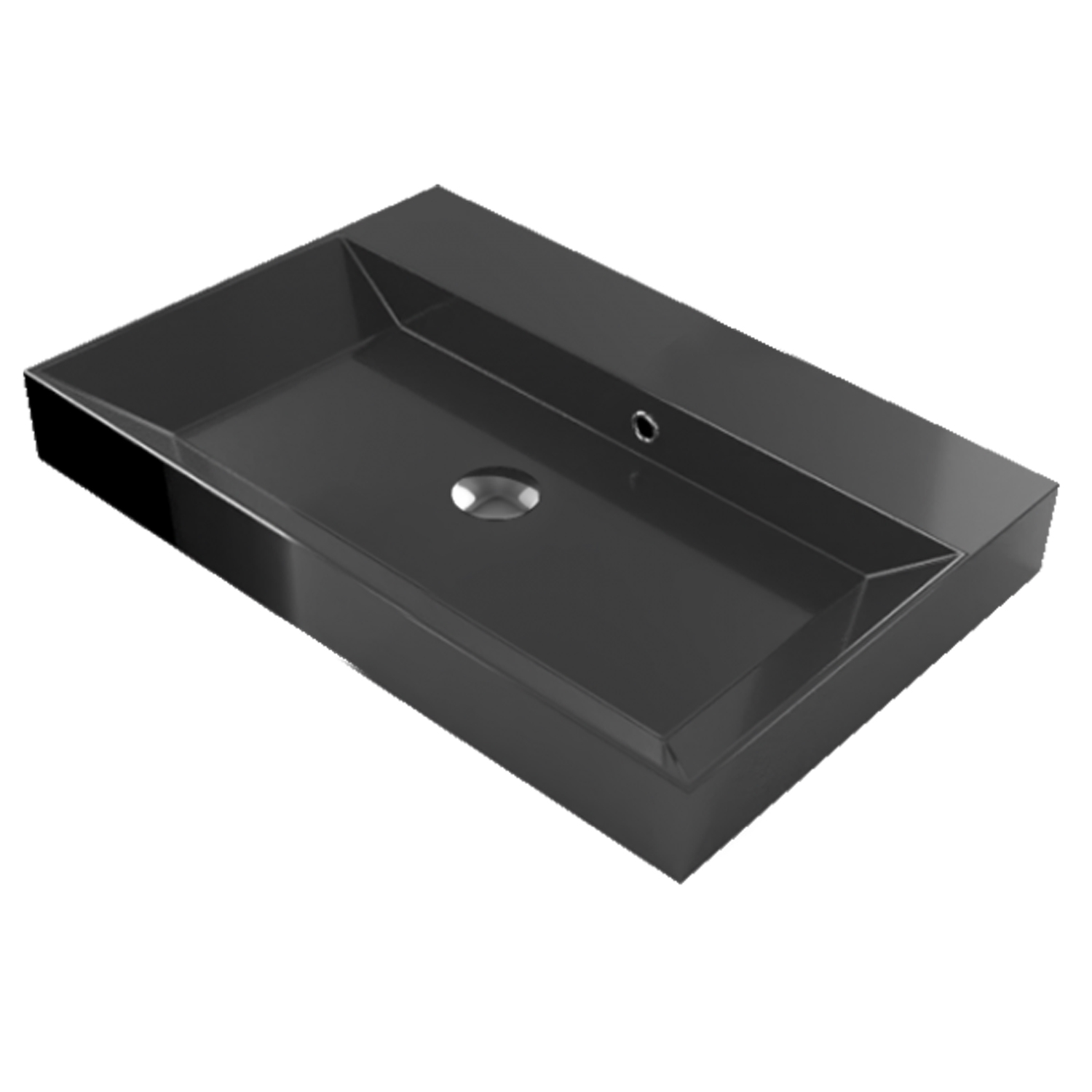 Wastafel Gliss Design Lako 90 cm 1 Kraangat Mat Zwart