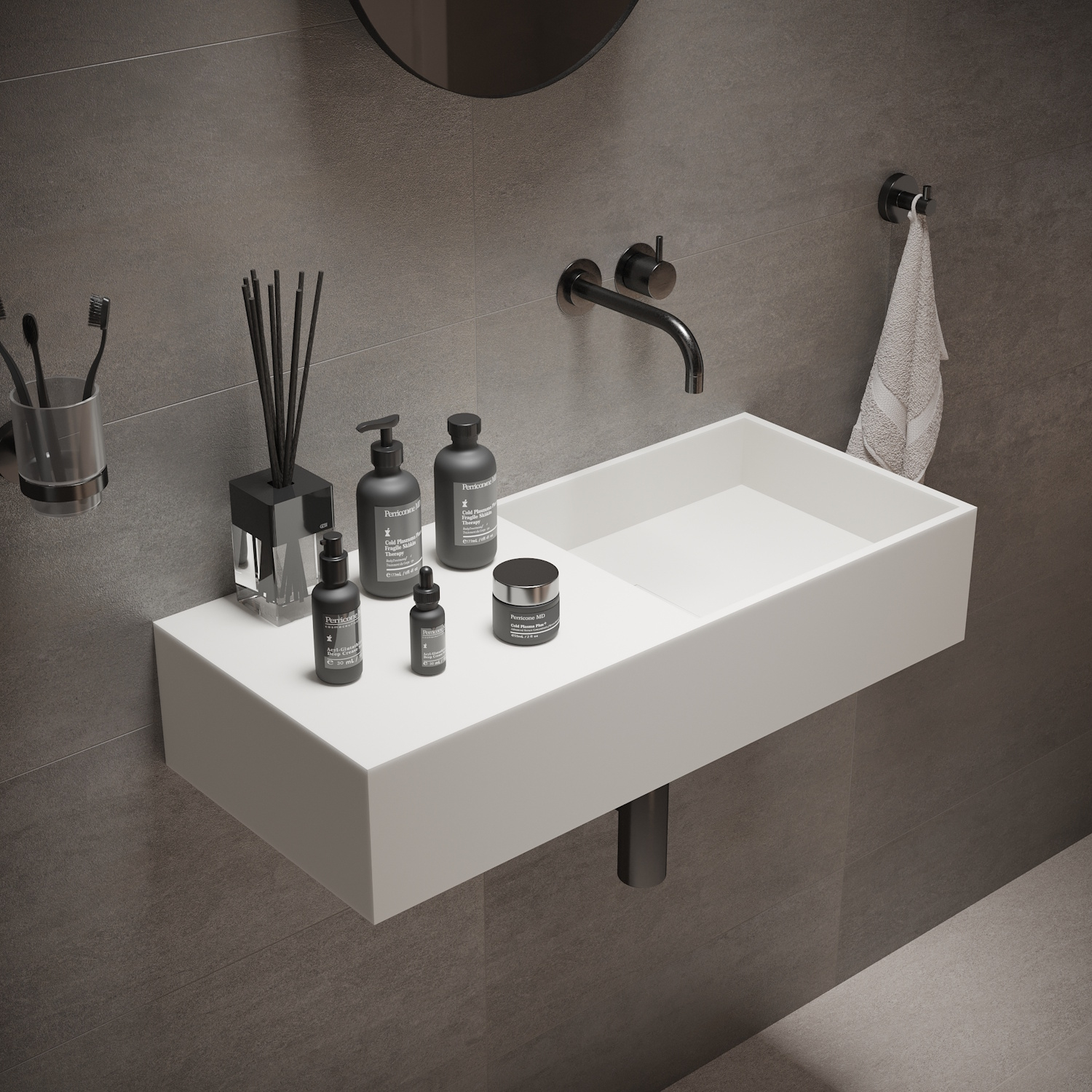 Wastafel Ideavit Solidplan 75x32,5x15 cm Solid Surface Mat Wit