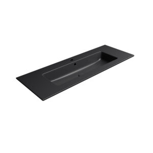 Wastafel Keramiek Sapho Pura 122x46 cm Mat Zwart