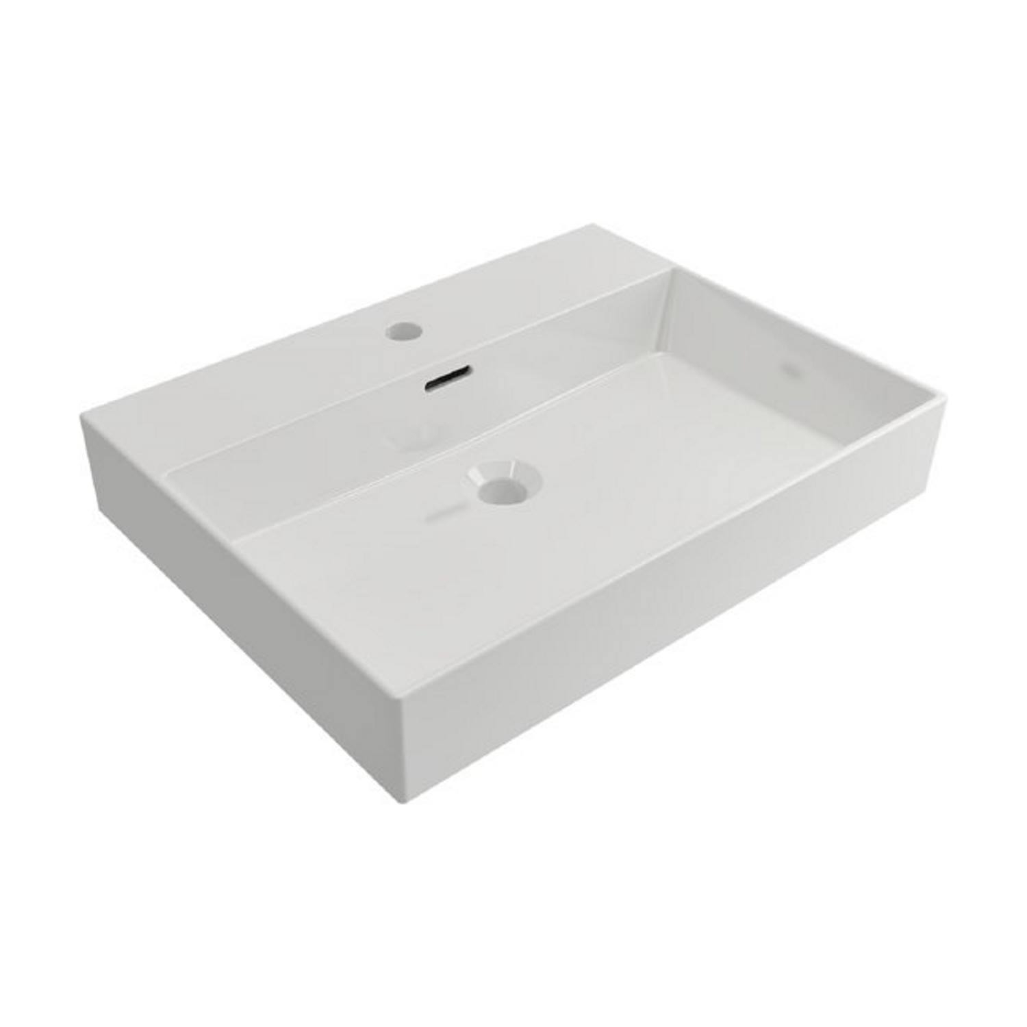 Wastafel Plieger Kansas 1 Kraangat 60x46,6 cm met Overloop Wit