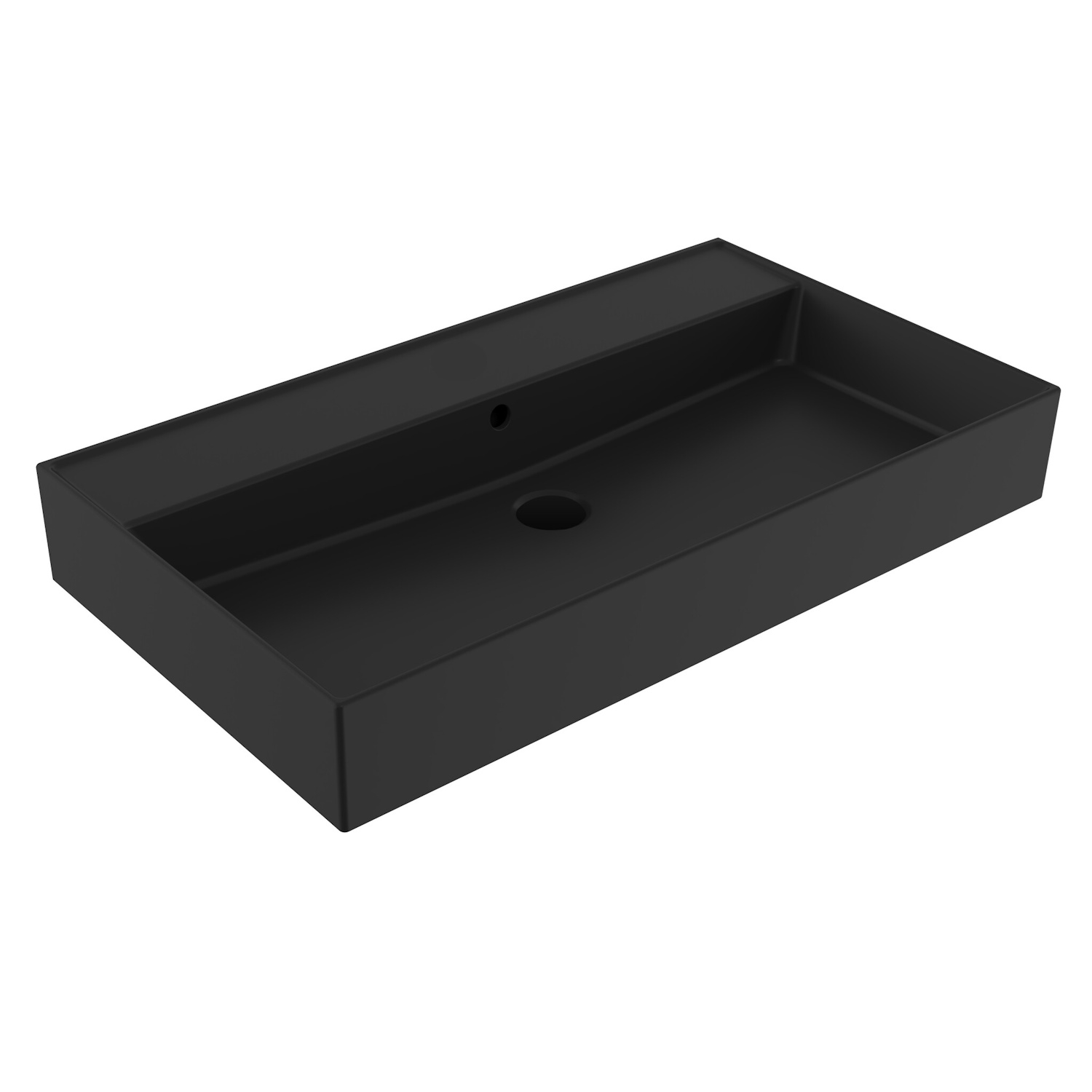 Wastafel Sanilux Edge Keramiek 80 0 Kraangaten Mat Zwart