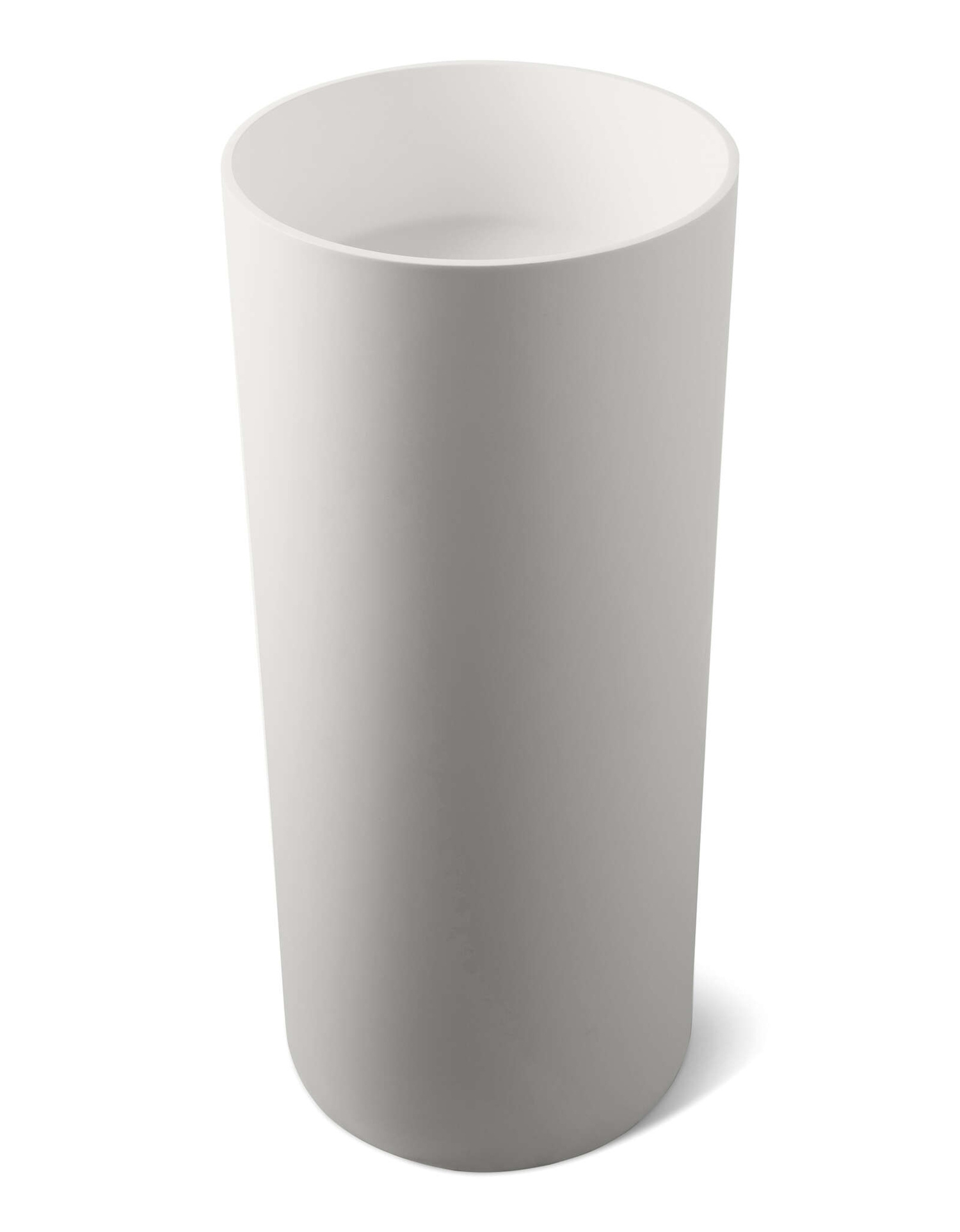 Wastafel Staand Luca Sanitair Vado Rond Met Vloer Afvoer 40x40x90 cm Solid Surface Mat Wit