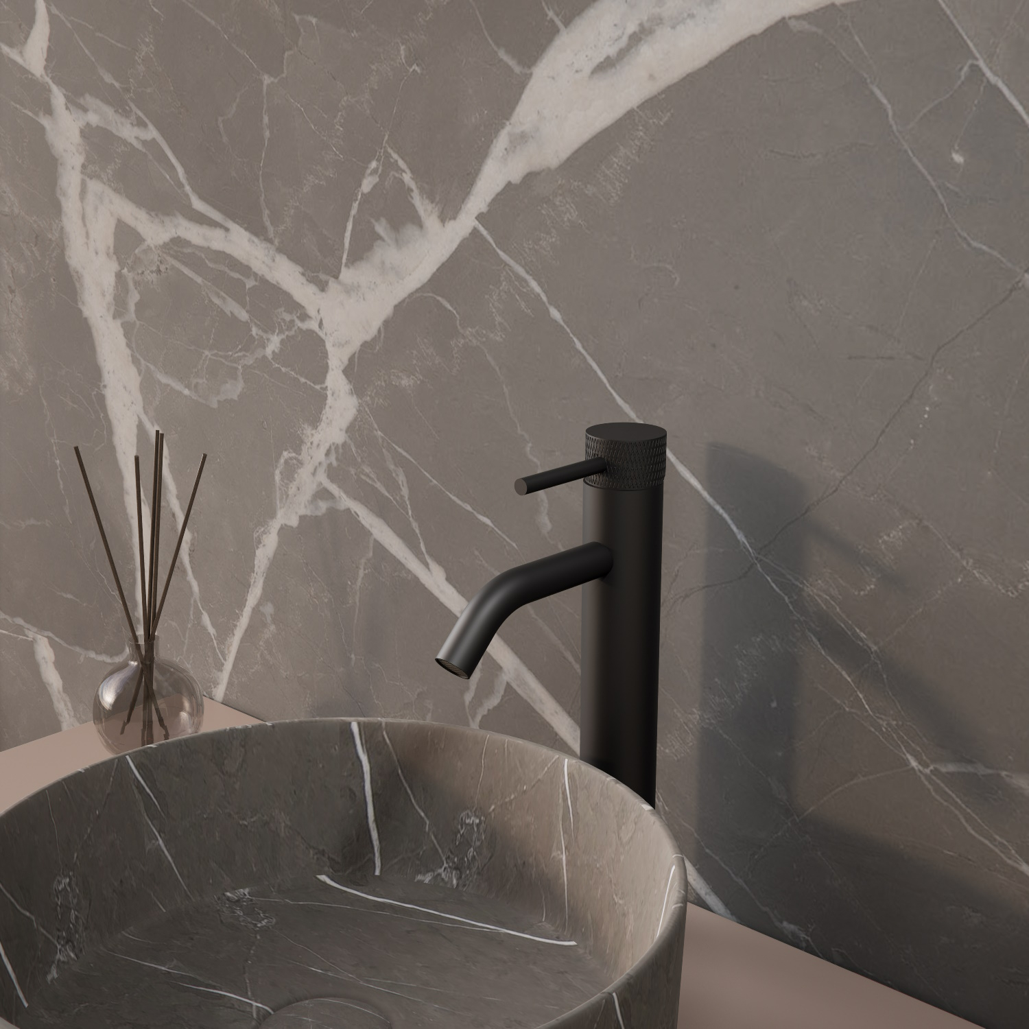 Wastafelmengkraan BWS Ridged XL Mat Zwart