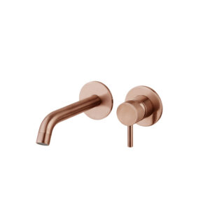 Wastafelmengkraan Inbouw Sanilux Newt Met Box Rond Met Geribbeld Knop Brons