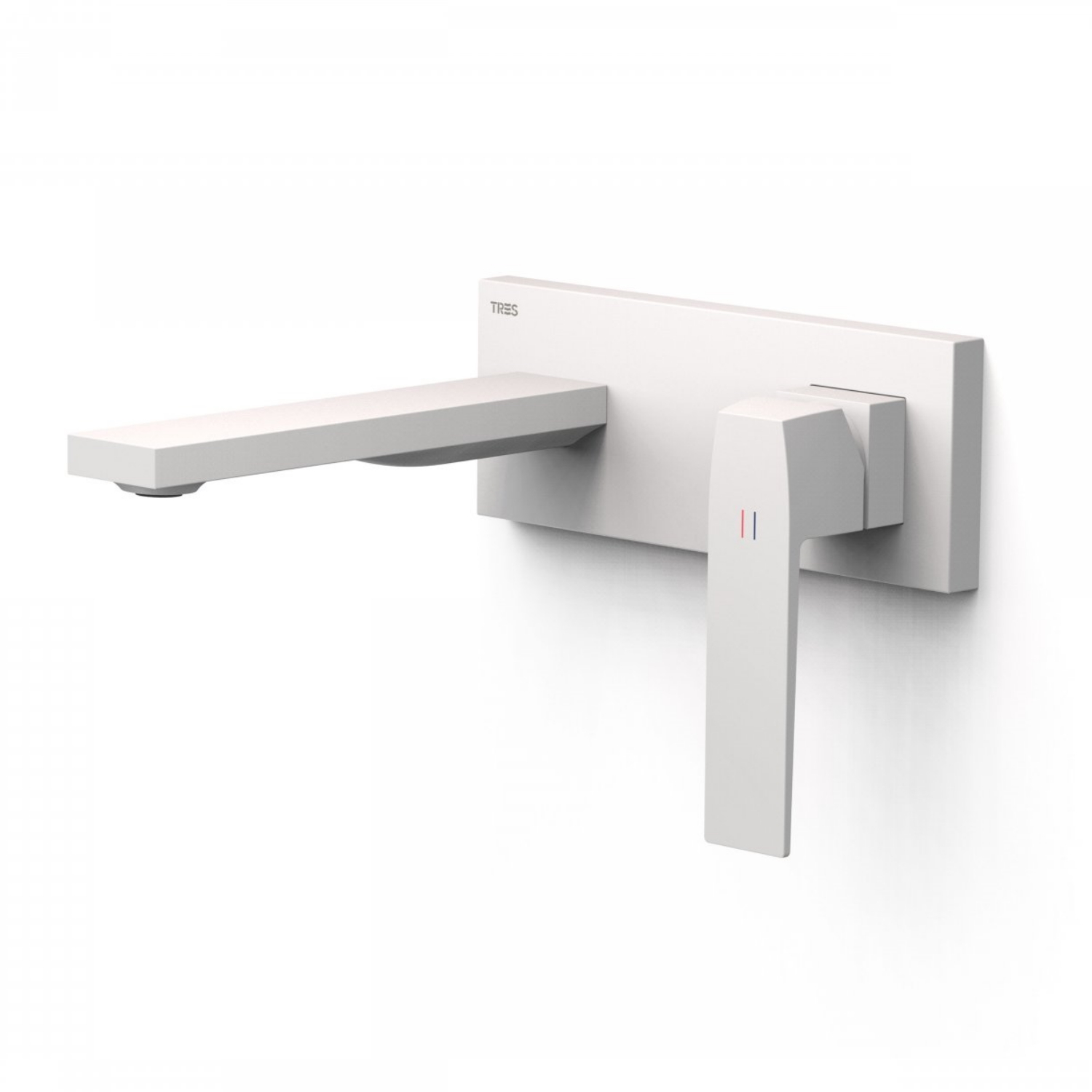 Wastafelmengkraan Inbouw Tres Slim Exclusive Rechte Uitloop en Hendel Mat Wit