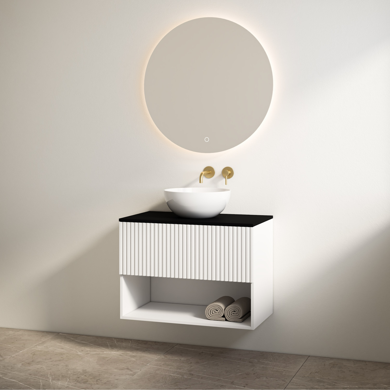 Badmeubelset Best Design Rigatti 100 cm Mat Wit + Mat Zwart Blad