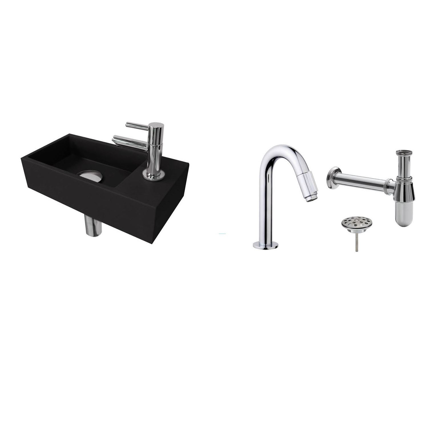 FonteinPack Ink Versus Rechts Zwart Chroom (Keuze uit 20 kranen)
