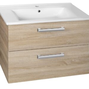 Aqualine Vega badkamermeubel met keramische wastafel 75cm eiken