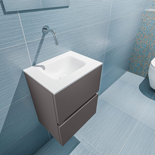 Mondiaz Ada 40cm toiletmeubel dark grey met wastafel talc midden zonder kraangat