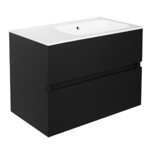 Best Design Splash wastafelonderkast greeploos 2 lades zwart mat 80cm
