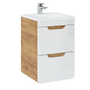 Comad Aruba White badkamermeubel 40cm met witte wastafel en kraangat eiken/wit
