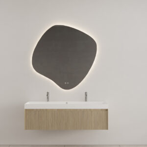 Gliss Design Timotheus badmeubel met ribbelfront 140cm corn silk met mat witte wastafel Lako
