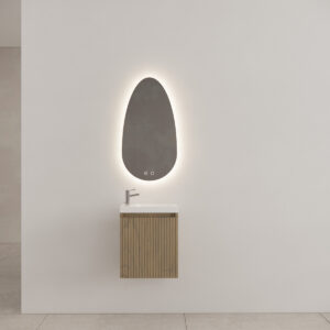 Gliss Design Timotheus toiletmeubel met ribbelfront 40cm ash gray met mat witte fontein