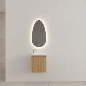 Gliss Design Timotheus toiletmeubel met ribbelfront 40cm castle brown met glans witte fontein