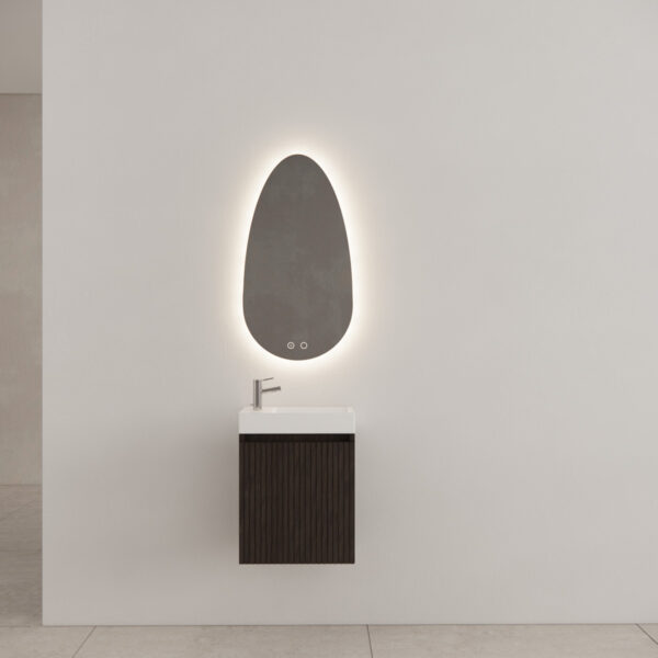 Gliss Design Timotheus toiletmeubel met ribbelfront 40cm charcoal met keramische fontein
