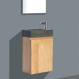 Lambini Designs Wood Stone toiletmeubel eiken met natuursteen links