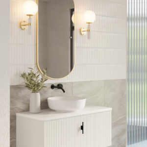 Muebles Ezra badmeubel ribbelfront 100cm wit mat met wit toppaneel zonder waskom