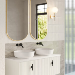 Muebles Ezra badmeubel ribbelfront 120cm wit mat met wit toppaneel zonder waskom