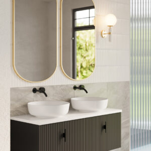 Muebles Ezra badmeubel ribbelfront 120cm zwart mat met wit toppaneel zonder waskom
