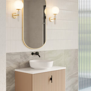 Muebles Ezra badmeubel ribbelfront 80cm macchiato met wit toppaneel zonder waskom