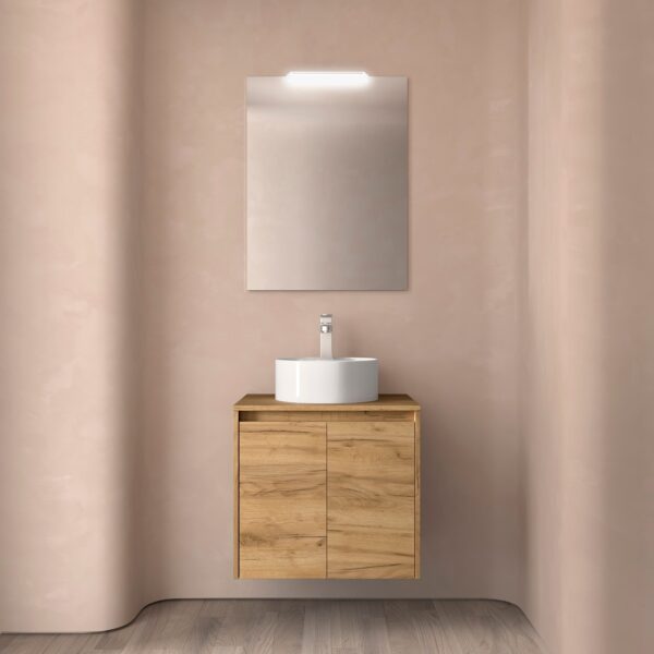 Muebles Project badmeubel 70cm met 2 deuren en toppaneel warm eiken