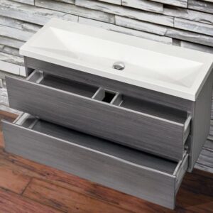 Mueller Compact badmeubel greeploos 60x36cm, 0 kraangaten, antraciet eiken