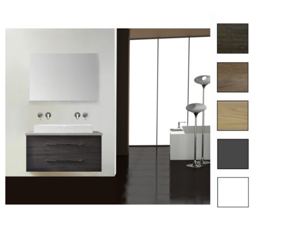 Sanicare Q16 badkamermeubel met grey-stone topblad 100 cm hoogglans wit