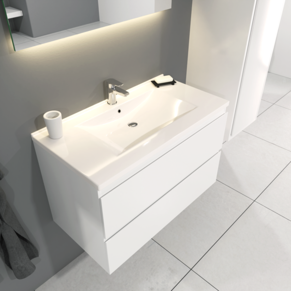 SaniGoods Sally badkamermeubel 80cm wit glans met keramische wastafel