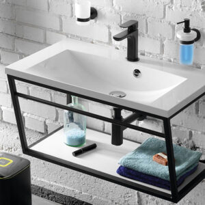 Sapho Industrial badmeubel met zwart frame 75cm 1 kraangat