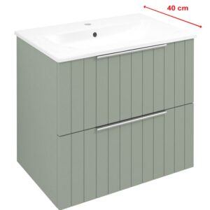 Sapho Cirasa Compact wastafel onderkast met ribbelfront 60x39x54cm groen