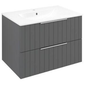 Sapho Cirasa wastafel onderkast met ribbelfront 70x46x52cm antraciet